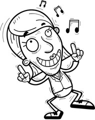 Cartoon Senior Businesswoman Dancing