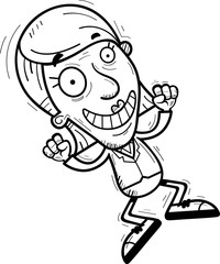 Cartoon Senior Businesswoman Jumping