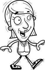 Cartoon Senior Businesswoman Walking