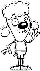 Cartoon Poodle Waving