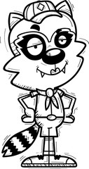 Confident Cartoon Female Raccoon Scout