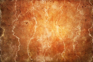 Old canvas background orange brown stains, scratches, grunge maps