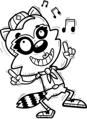 Cartoon Female Raccoon Scout Dancing