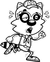 Exhausted Cartoon Female Raccoon Scout