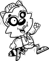 Cartoon Female Raccoon Scout Running