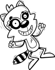 Cartoon Male Raccoon Jumping