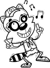 Cartoon Male Raccoon Scout Dancing