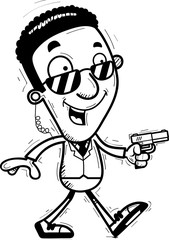 Cartoon Black Agent Walking
