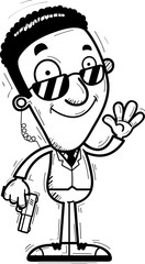 Cartoon Black Agent Waving