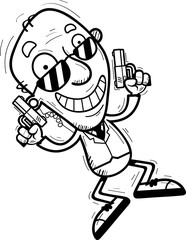 Cartoon Senior Agent Jumping