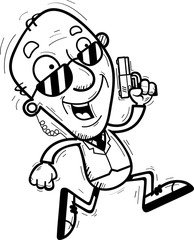 Cartoon Senior Agent Running