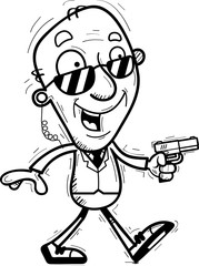 Cartoon Senior Agent Walking
