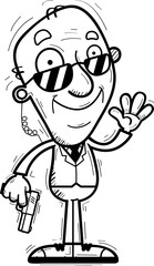 Cartoon Senior Agent Waving
