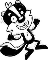 Cartoon Female Skunk Jumping