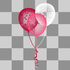 Colorful vector balloons on a transparent backgound. Festive holiday balloons.