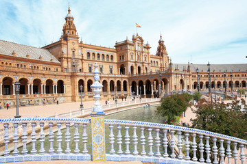 Fototapeta na wymiar Historic Place de Espana in Sevilla, Andalusia, Spain