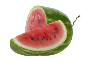 half of water menon and slice isolated on white background