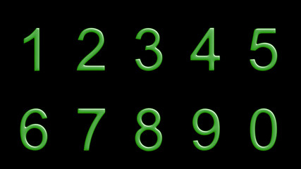 green numbers illustration on black background