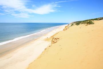 Fototapeta na wymiar The sand beach near Mazagón in Province Huelva, Andalusia, Spain