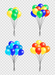 Bunch Helium Colorful Air Balloons Isolated Vector