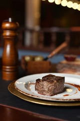 s steak on a plate meat appetizing on a table