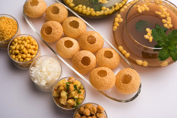 Pani Puri OR Golgappa is a popular Indian Chat menu, selective focus