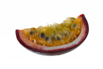 slice of passion fruit isoalted on white background