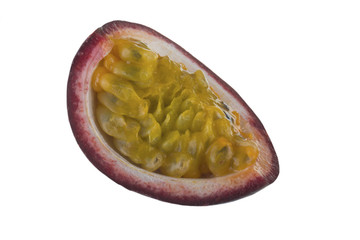 slice of passion fruit isoalted on white background
