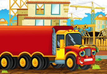 Cartoon scene with industry truck - illustraton for children