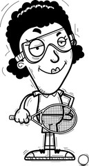Confident Cartoon Black Racquetball Player
