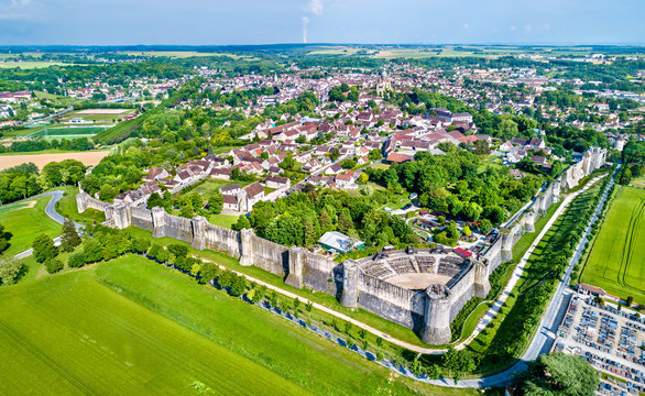 Aerial view of Provins, a town of medieval fairs and a UNESCO World Heritage Site in France