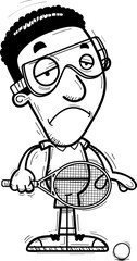 Sad Cartoon Black Racquetball Player