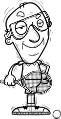 Confident Cartoon Senior Racquetball Player