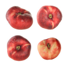 red flat peach isolated on white