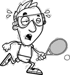 Exhausted Cartoon Racquetball Player