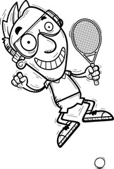 Cartoon Racquetball Player Jumping