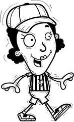 Cartoon Black Woman Referee Walking