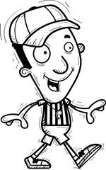 Cartoon Black Man Referee Walking