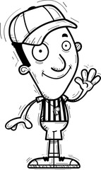 Cartoon Black Man Referee Waving