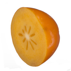 half of persimmon isolated on white background