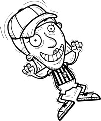 Cartoon Senior Referee Jumping