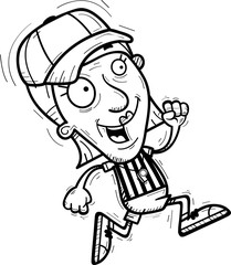 Cartoon Senior Referee Running