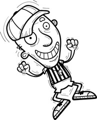 Cartoon Senior Referee Jumping