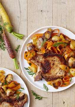 C&ocirc;te de porc aux l&eacute;gumes