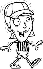Cartoon Woman Referee Walking