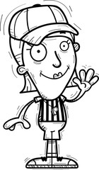 Cartoon Woman Referee Waving