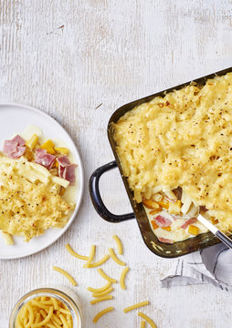Gratin de macaroni courgette jambon fromage