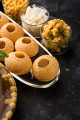Pani Puri OR Golgappa is a popular Indian Chat menu, selective focus