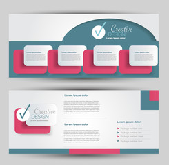 Flyer banner or web header template set. Vector illustration promotion design background. Red and green color.