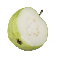 half of guava isolated on white background